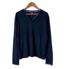 美品 PS Paul Smith  PSポールスミス Vネック ニットセーター M ネイビー レディース 古着 中古 USEDのサムネイル