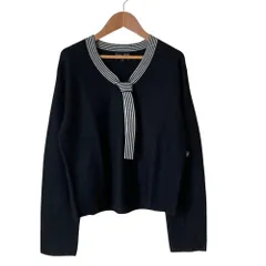 美品 agnes b. アニエスベー ペルー製 アルパカ100％ ボウタイ ニット セーター 3 ブラック レディース 古着 中古 USEDのサムネイル
