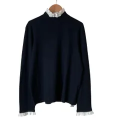 美品 agnes b. アニエスベー シルク カシミヤブレンド フリル ハイネック ニット セーター 3 ブラック レディース 古着 中古 USEDのサムネイル