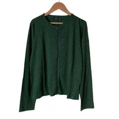 美品 agnes b. アニエスベー ポルカドット ストレッチ ジップカーディガン 3 グリーン レディース 古着 中古 USEDのサムネイル