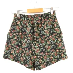 オリーブデオリーブ OLIVE des OLIVE キュロット ショートパンツ ツイード 花柄 黒 緑 M *T19のサムネイル