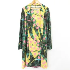 美品 HIROKO KOSHINO ヒロココシノ アートモチーフ立体タックチュニック サイズ40 グリーン マルチカラー レディース 古着 中古 USEDのサムネイル