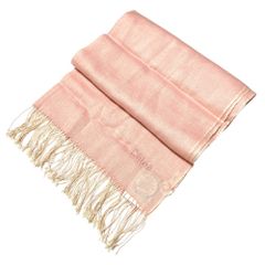 Chloé クロエ カシミヤ100％ マフラー ロゴ刺繍 アイボリー フリンジ