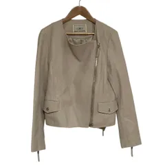 美品 23AW GRACE CONTINENTAL グレースコンチネンタル ジップライダースジャケット サイズ38 ベージュ レディース 古着 中古 USEDのサムネイル