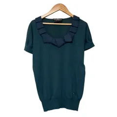 美品 Salvatore Ferragamo サルヴァトーレフェラガモ フリル シルクニット S グリーン レディース 古着 中古 USEDのサムネイル