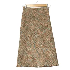 美品 Aquascutum アクアスキュータム ウールツイード フリンジスカート マルチカラー レディース 古着 中古 USEDのサムネイル