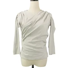 美品 Herlipto ハーリップトゥ Asymmetric Cotton-blend Jersey Top カシュクール 長袖 カットソー 1211102077 サイズM グレー レディース 古着 中古 USEDのサムネイル