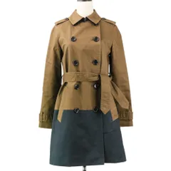 良品 COACH コーチ ウールライナー付き バイカラー トレンチコート XS カーキ ネイビー レディース 古着 中古 USEDのサムネイル