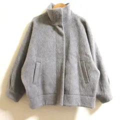 美品 DAMA collection ダーマコレクション ウール モヘアブレンド オーバーサイズ シャギー ジャケット ショートコート 1 グレー レディース 古着 中古 USEDのサムネイル