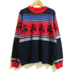 良品 VIVIENNE TAM ヴィヴィアンタム DRAGON JACQUARD SWEATER ドラゴン ジャガード セーター ニット サイズ38 ネイビー系 レディース 古着 中古 USEDのサムネイル
