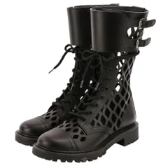新品同様 Christian Dior クリスチャンディオール D-TRAP レザー メッシュ レースアップ ブーツ サイズ36.5D 約23.5cm ブラック レディース 古着 中古 USEDのサムネイル