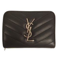 サンローラン パテントレザー 二つ折り財布 ロゴ ブラック SAINT LAURENT 二つ折り財布 パテントレザー ブラック - メルカリ