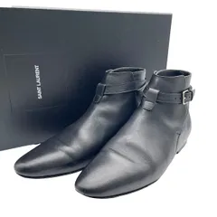 美品 SAINT LAURENT サンローラン カーフレザー ブーツ ショートブーツ 靴 ストラップ  ブラック 黒 イタリア製 35 1/2 22.5cm相当 レディース 箱付きのサムネイル