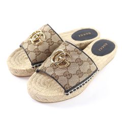 【美品】GUCCI グッチ エスパドリーユ GGマーモント 厚底 ミュール GUCCI GGキャンバス柄厚底ミュール サンダル 美品 夏 - メルカリ