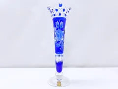 使用感なし　MEISSEN　マイセンクリスタル　マイセンフラワー　一輪挿し　花瓶　ブルー　定価￥77,000　MFO/1024/23Bのサムネイル