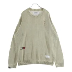 NEIGHBORHOOD (ネイバーフッド) SAVAGE CREWNECK SWEATER 251FUNH-KNM03 サベージ クルーネックダメージ加工 長袖ニットセーター アイボリーのサムネイル
