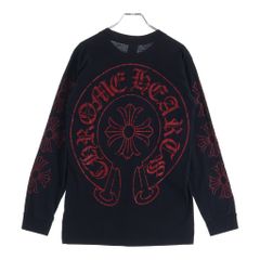 穴あき汚れあり］クロムハーツ バックホースシュー バーチカルロゴ T