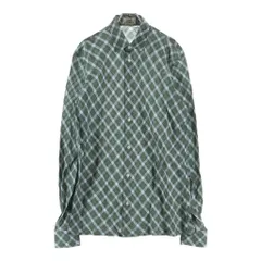 HERMES (エルメス) 00s archive リネン 長袖シャツ オールドタグ フランス製 ボタンアップ チェック グリーンのサムネイル