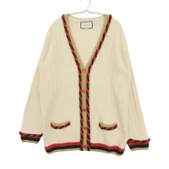 GUCCI グッチ カーディガン ニット ジャケット ケーブル編み メタリック ウェブストライプ トリミング カシミヤ混 526698 ライトベージュ M レディース 【中古】のサムネイル