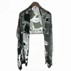 アルマーニ コレツィオーニ ARMANI COLLEZIONI ストール ショール フロッキー 総柄 グリーン 緑 グレー 180ｃｍ×40ｃｍのサムネイル