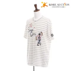 ■ SINA COVA シナコバ Tシャツ 半袖 トップス ヘンリーネック マリンテイスト プリント ワッペン ボーダー メンズ LL ホワイト グレーのサムネイル