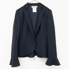 GIVENCHY  ジバンシー テーラードジャケット 袖フレア ペプラム ラッフル フリル ウール ブラック 日本製 レディース 38 b01684のサムネイル
