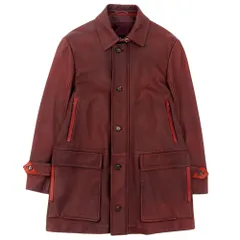 超美品 ブリオーニ Brioni 最高峰 フルグレインレザー スエード シルクライナー カーコート ジャケット 50 L ボルド 襟脱着可 メンズ 超希少 旅のサムネイル