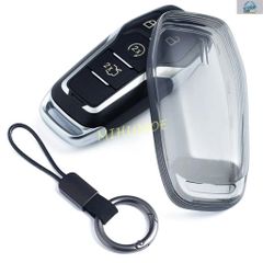 블랙 투명 스마트 카 키 포브 케이스 커버 키 체인 (포드 퓨전, 익스플로러, 엣지, F150, 머스탱, 몬