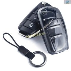 아우디 A1 A3 A4 B7 A6 C6 Q3 Q7 S3 TT R8용 블랙 투명 플립식 카키 포브 케이스 커버 홀더 키 체인