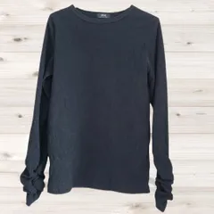 B1825 ジャーナルスタンダードレサージュ journal standard L'essage ベイクルーズ Tシャツ 長袖 ロンTブラック／黒系 無地 シンプル ミニマル ノームコア 着回し 日本製 ギャザースリーブ風 シャーリング袖風のサムネイル