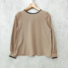 LAUIR ラウアー バイカラー バルーンブラウス しわ加工 バックリボン ベージュ Lサイズ ◎_〇□☆のサムネイル
