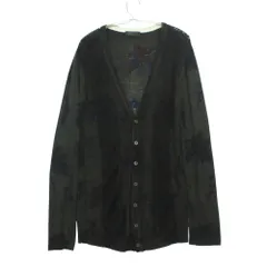 PRADA プラダ ニット カーディガン 長袖 メッシュ 切替 花柄 イタリア製 ブラック系 48 メンズ 【中古】のサムネイル