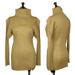 美品 PLEATS PLEASE プリーツプリーズ ハイネックトップス ベージュ