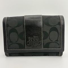 COACH コーチ 二つ折り財布 シグネチャー ブラック 黒 馬車ロゴ - メルカリ