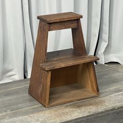 昭和レトロ】木製無垢 2段踏み台/階段ステップ/古道具 - メルカリ