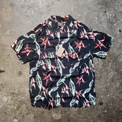 KOJIMA JEANS リーフプリント アロハシャツ オープンカラーシャツ XL BLACK レーヨン 児島ジーンズ RNB-2003 タグ付きのサムネイル