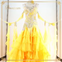 タカダンススタンダードドレス M-Lサイズ 社交ダンス競技用 イエロー