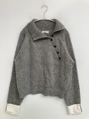 MUHET ミュエ ニット/セーター F グレー ニット コットン 無地 ショート丈 長袖 ヘンリーネック レディースのサムネイル