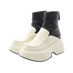 ロエベ LOEWE ブーツ 型押し ホワイト/ブラック レザー ブーツ レディース Used Aのサムネイル