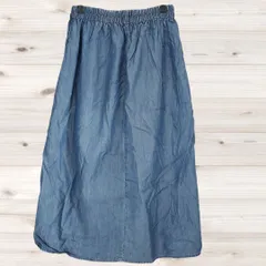 B1826 ショコラフィネローブ chocol raffine robe ストライプインターナショナル ひざ丈 フレアスカート(F) ブルー／青系 インディゴ ウエストゴム 無地 シンプル ミニマル ノームコア 着回しのサムネイル