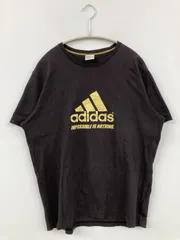 adidas アディダス Tシャツ/カットソー XO ブラック 前面プリント ブランドロゴ ミドル丈 半袖 クルーネック(丸首)