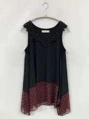 IS SCOLAR イズスカラー チュニック M ブラック ドット柄 チェック柄 レース 袖なし ショート・ミニ丈 ひざ丈 ミモレ・半端丈 レディースのサムネイル