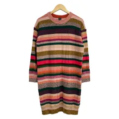ポールスミス ワンピース サイズM レディース美品  - ピンク×ダークグリーン×マルチ クルーネック/長袖/ひざ丈/ニット/ボーダーのサムネイル