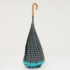 逆さ傘 CARRY saKASA キャリーサカサ USED美品 晴雨兼用 UKModel  UV ドット ブラック　ブルーライン 自立する 濡れない傘 55cm S9822のサムネイル