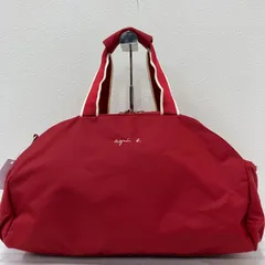 3508　agnes b. VOYAGE　アニエスベーボヤージュ　肩掛け　トートバッグ　ハンドバッグ　大容量　旅行用バッグ　レッド系　ボストンバッグのサムネイル