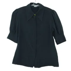 Stella McCartney ステラマッカートニー ブラウス シルク100％ 五分袖 シャツ 金リンゴボタン ワンポイント カットソー トップス ネイビー 36【S】 レディース 【中古】のサムネイル