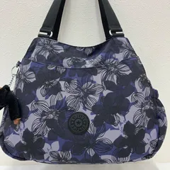 4537　Kipling キプリング　トートバッグ　ブラック　ブルー　花柄　フラワー　チャーム付き　モンキー　ゴリラ　ポケット多数　軽量のサムネイル