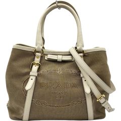 PRADA プラダ ロゴ ジャガード 2wayキャンバス バッグ - メルカリ