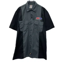 メキシコ製 Dickies 半袖 ワークシャツ L ブラック グレー ディッキーズ ボタン ワークウェア ワッペン刺繍 ワーク 夏物 a806-5490のサムネイル