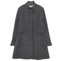TRUSSARDI トラサルディ コート アンゴラ ウール バイアス柄 スタンドカラー アウター ロゴ総柄裏地 グレー 38【M】 レディース 【中古】のサムネイル